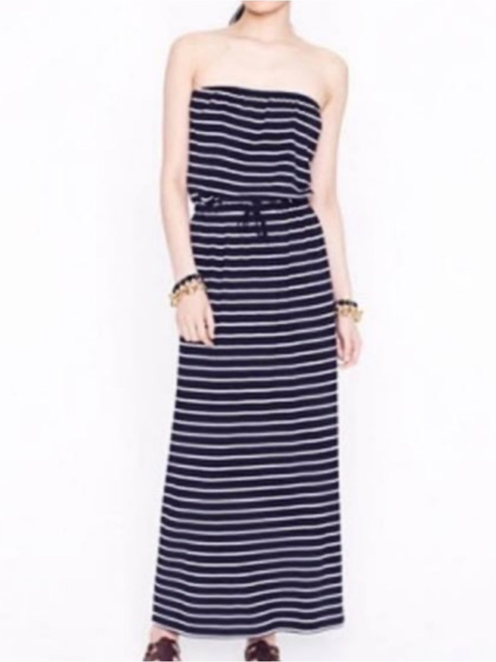 J. Crew Black and White Striped Maxi Dress